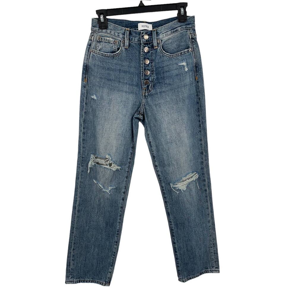 Pistola Jeans Charlie exposed button fly distressed straight size 25